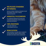 Pack d'essai Bozita Tetra en sauce avec beaucoup de poulet, charbon de bois et beaucoup de poulet et de bœuf en gelée - 4+2-6x370g Aliment sans céréales et sans sucre pour chats stérilisés avec 7,5% de protéines et 5% de matières grasses