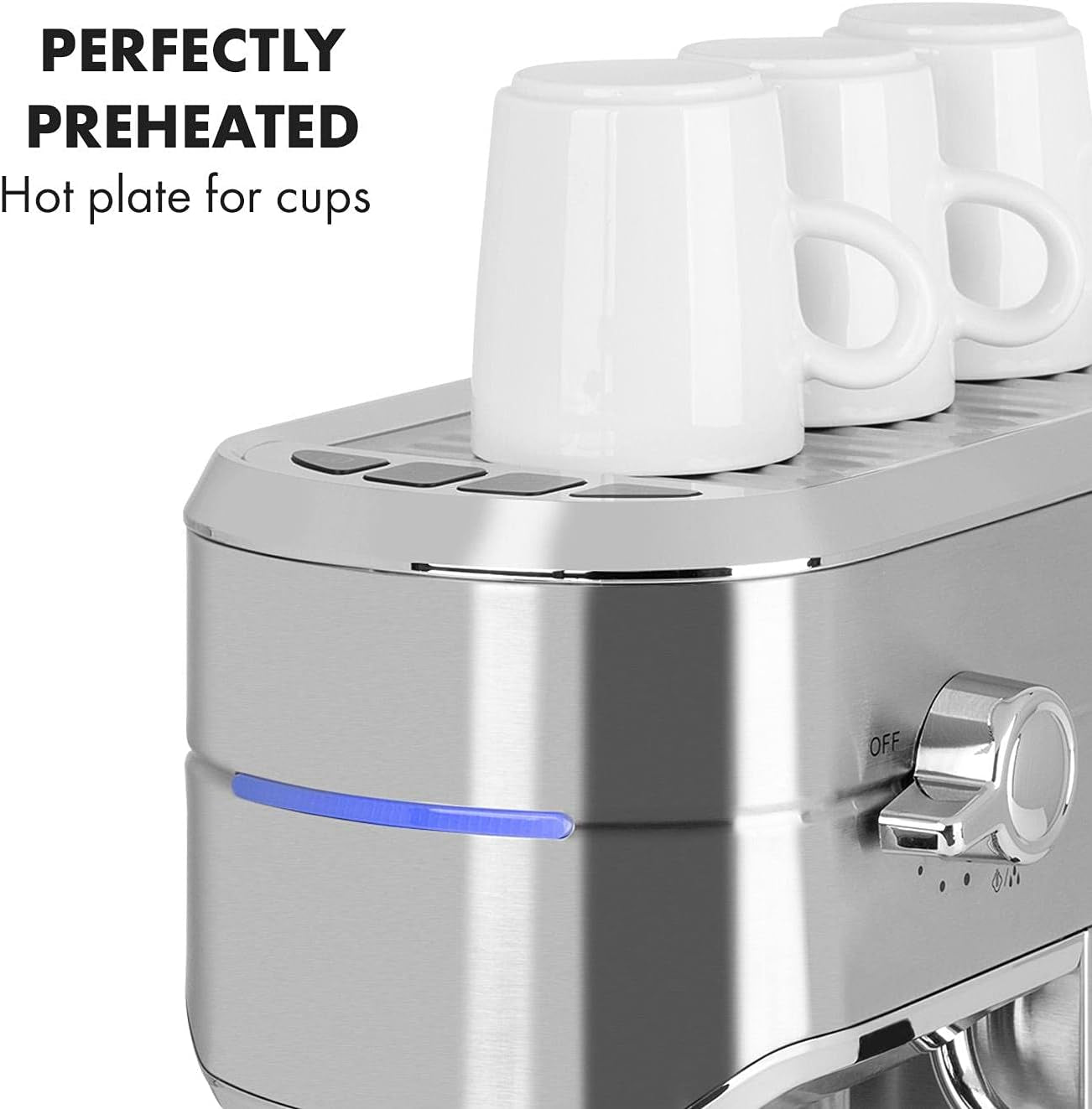 Klarstein Futura Machine à expresso, machine à expresso à filtre portable, 1450 W, 20 bars, qualité Barista, double buse, arrêt de débit, machine à expresso à filtre portable, fonction mousseur à lait, argent