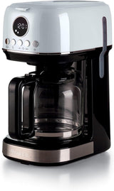 Ariete Moderna 1396 Machine à expresso à filtre pour préparer du café américain jusqu'à 15 tasses Carafe en verre Plaque chauffante Écran LCD Filtres amovibles et lavables Blanc