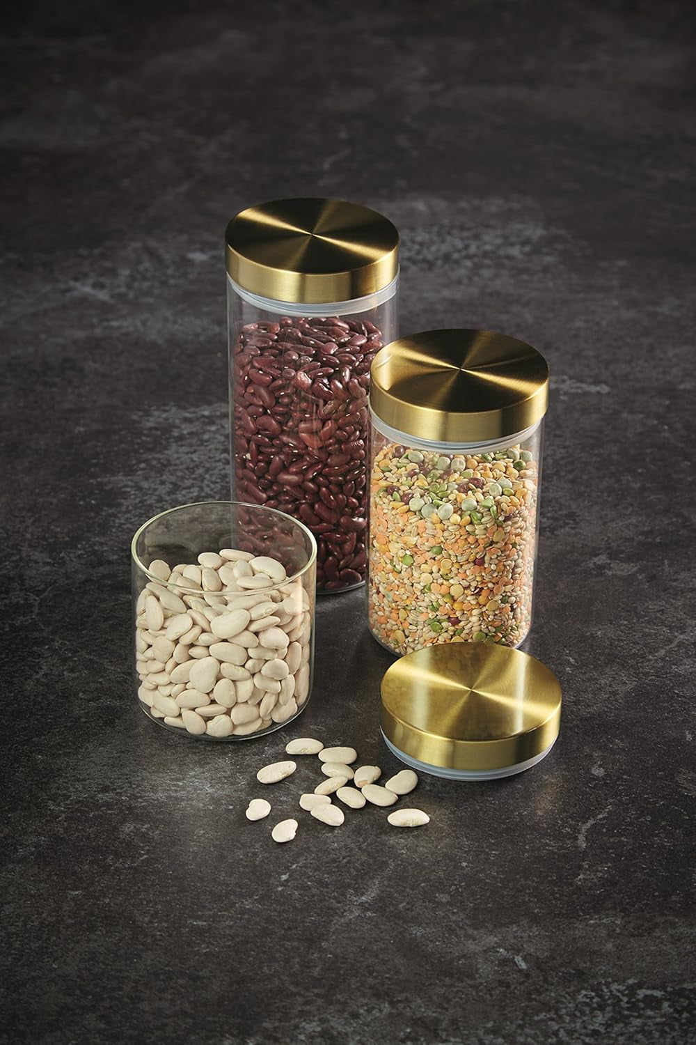 Bocal de conservation alimentaire en verre hermétique MasterClass avec couvercle en laiton, 700 ml (1,25 pts) Boîtes de conservation alimentaire Naty Shop