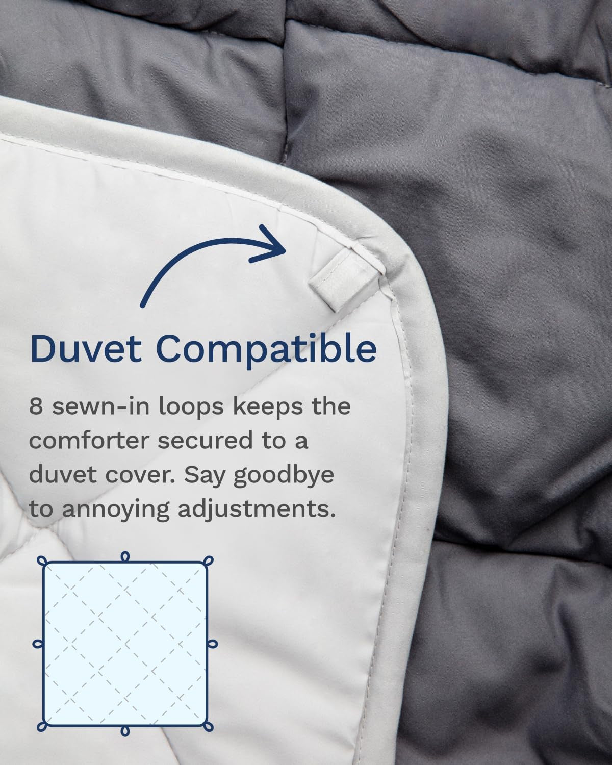 Couette alternative réversible en duvet toutes saisons pour lit double/double XL – Respirante, extra longue, de haute qualité, microfibre douce – Housse de couette grise Insert Quilts & Quilts Naty Shop
