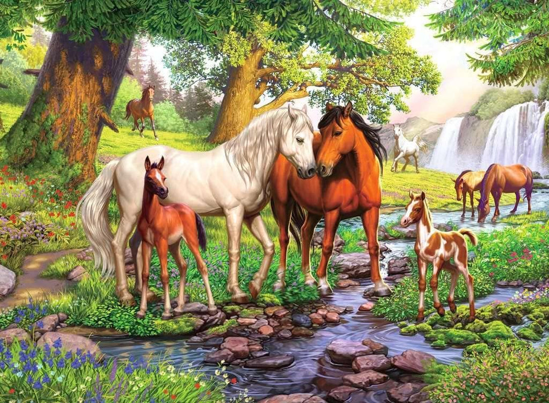 Puzzle enfant Ravensburger - 12904 Chevaux sauvages au bord de la rivière - Puzzle chevaux de 300 pièces pour les enfants à partir de 9 ans au format XXL Puzzle Naty Shop