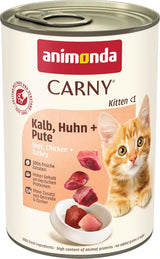 animonda Carny Katzen Nassfutter Kitten Chicken + Pute (12 x 400g), Kitten getreidefreies Katzennassfutter ohne Zucker für wachsende Kätzchen bis 1 Jahr, mit frischen Ingrédient