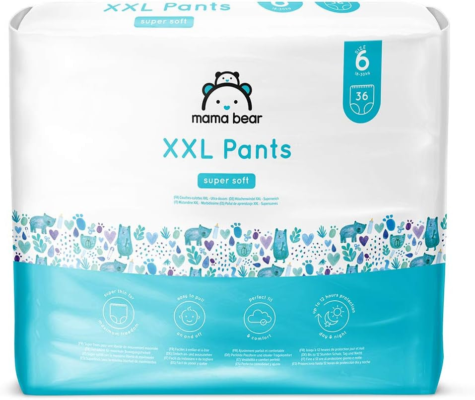 Marque Amazon : Couches Mama Bear Pull-Up XXL, taille 6 (18-30 kg), 72 pièces (2 paquets de 36)