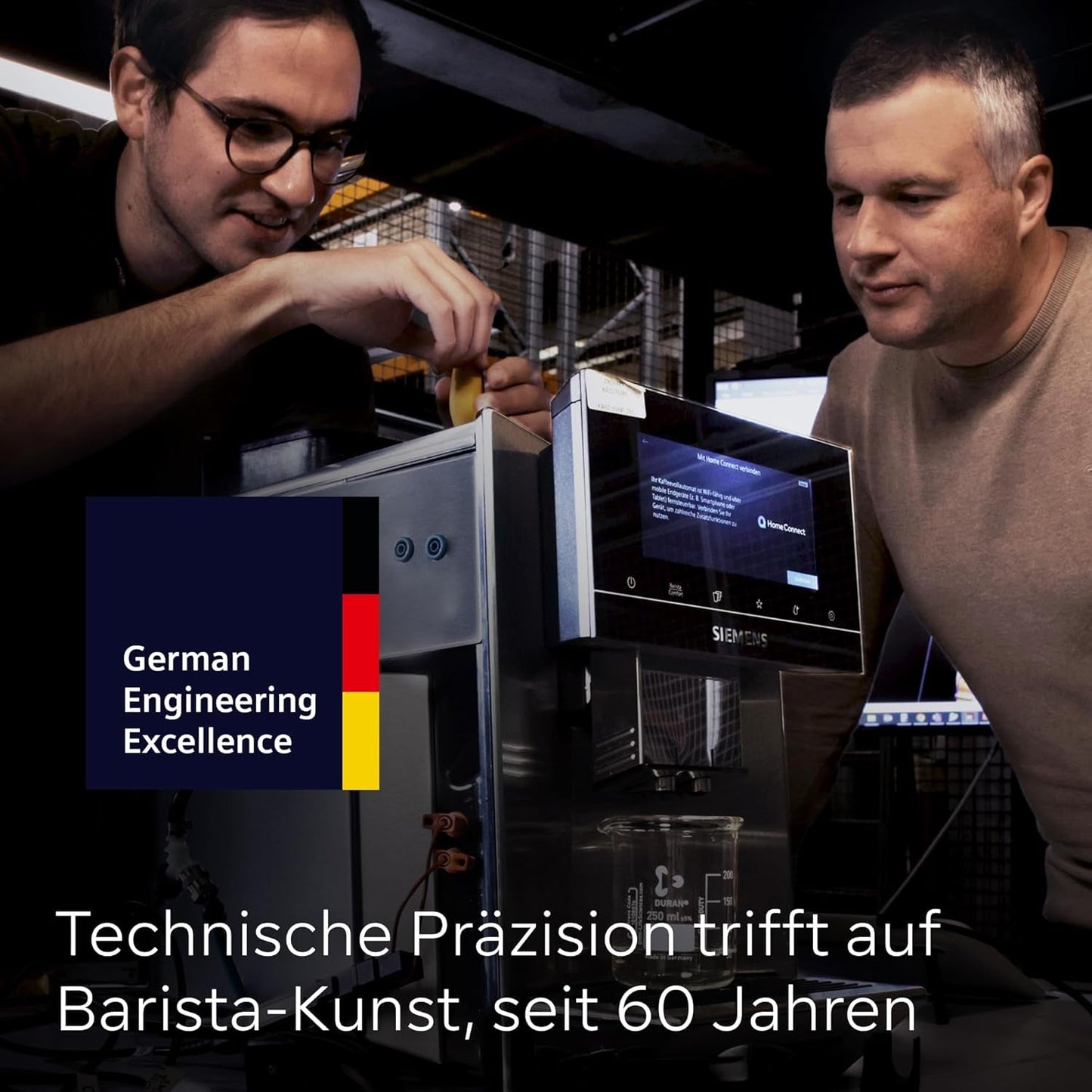 Siemens EQ900 TQ903D03 Machine à expresso automatique, contrôle par application, écran tactile intuitif, mode Barista, AromaBoost, réduction du bruit, broyeur Premium, nettoyage automatique à la vapeur, 1500 W, acier inoxydable