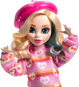 Poupée Monster High Wednesday et accessoires, figurine de collection Enid Sinclair rose avec béret et sac à dos, support de poupée HXJ05