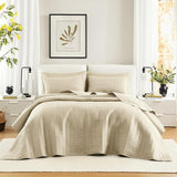 Comfort Spaces Kienna Parure de lit d'été de luxe à double point, légère, douce, toute l'année, taie d'oreiller assortie, blanche, couverture pour lits king size (264,2 x 228,6 cm), Naty Shop Quilts & Quilts couleur ivoire King Size