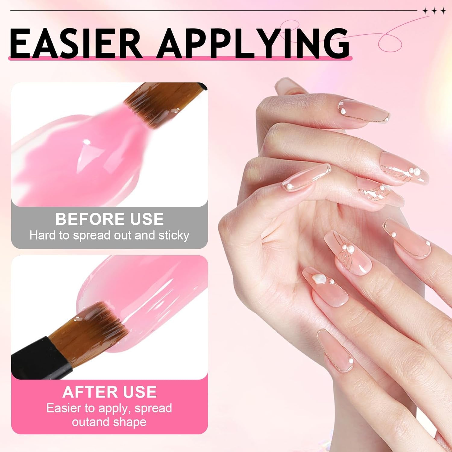 Solution pour ongles Polygel, kit de solution pour ongles Poly Gel Slip, solutions pour ongles liquides Polygel 75 ml, 5 clips pour pointes d'ongles, 3 brosses à ongles, 1 tasse en cristal, 100 feuilles de nettoyage