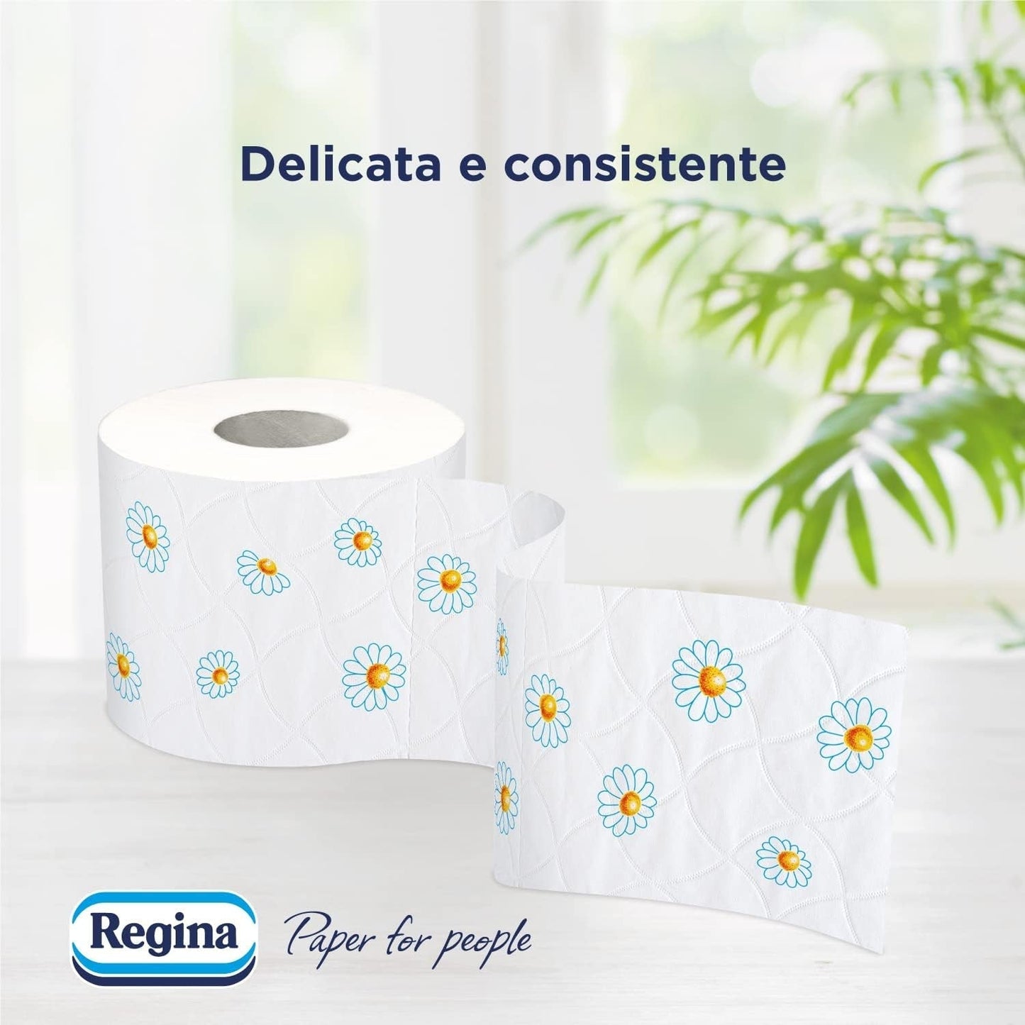 Regina Cartacamomilla - 8 rouleaux de papier toilette, 300 feuilles moelleuses, 3 épaisseurs, doux et ferme, emballage en papier recyclable