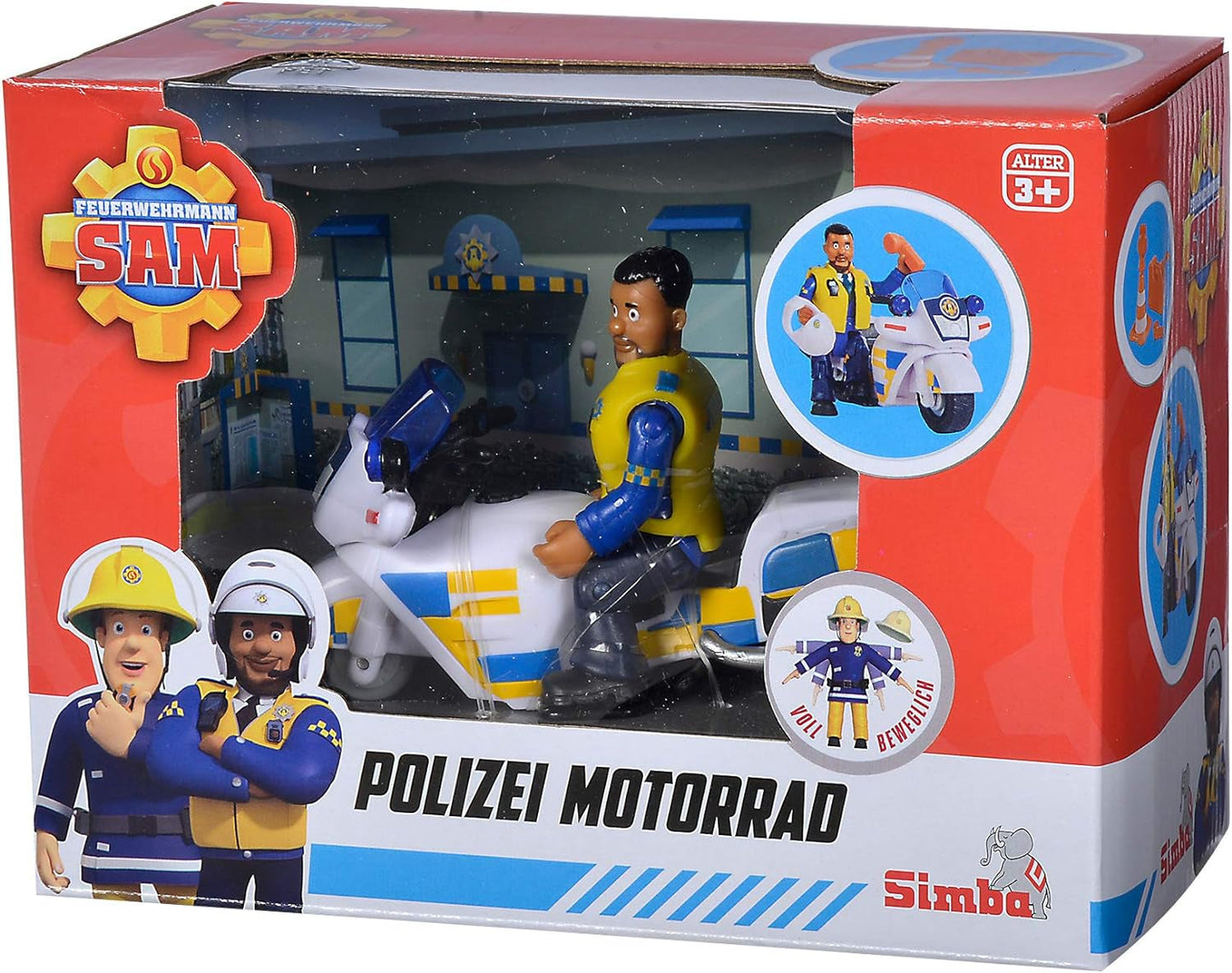 Simba 109251092 - Moto de police Sam le pompier, Avec figurine Malcolm, Avec accessoires, Saison 12, A partir de 3 ans Figurines Naty Shop