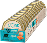 Wellness CORE 98% 12 x 85g, Poulet et Saumon - Nourriture humide pour chats, pâté épais, sans céréales, naturelle, hypoallergénique, riche en protéines, riche en viande