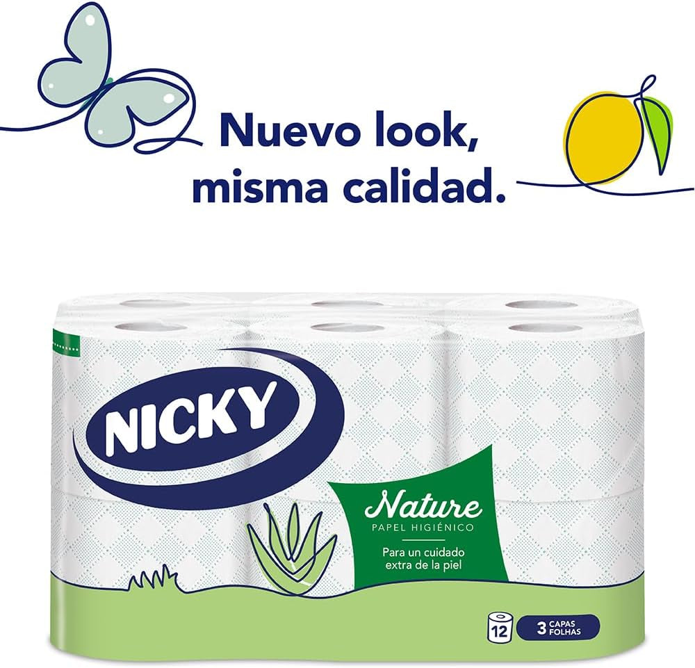 Papier toilette nature, 12 rouleaux, 3 couches