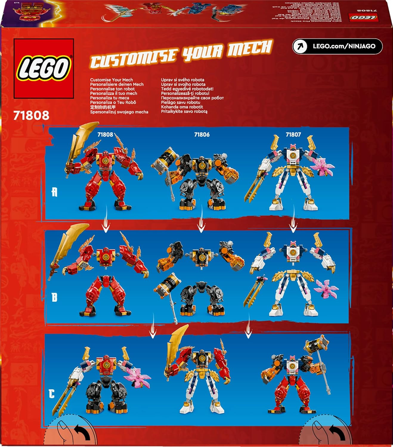 LEGO NINJAGO Kai's Fire Mech Action Figure Jouet pour enfants avec figurine Ninja rouge personnalisable Set 4 figurines dont Kai et Zane Cadeau pour garçons et filles de 7 ans 71808 Jeux de construction Beuche den LEGO-Store