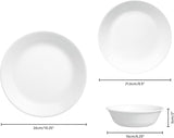Service de table Winter Frost pour 4, 12 pièces, vaisselle en verre Vitrelle™ ultra-durable de qualité supérieure, passe au lave-vaisselle, au micro-ondes et au micro-ondes, design hivernal festif