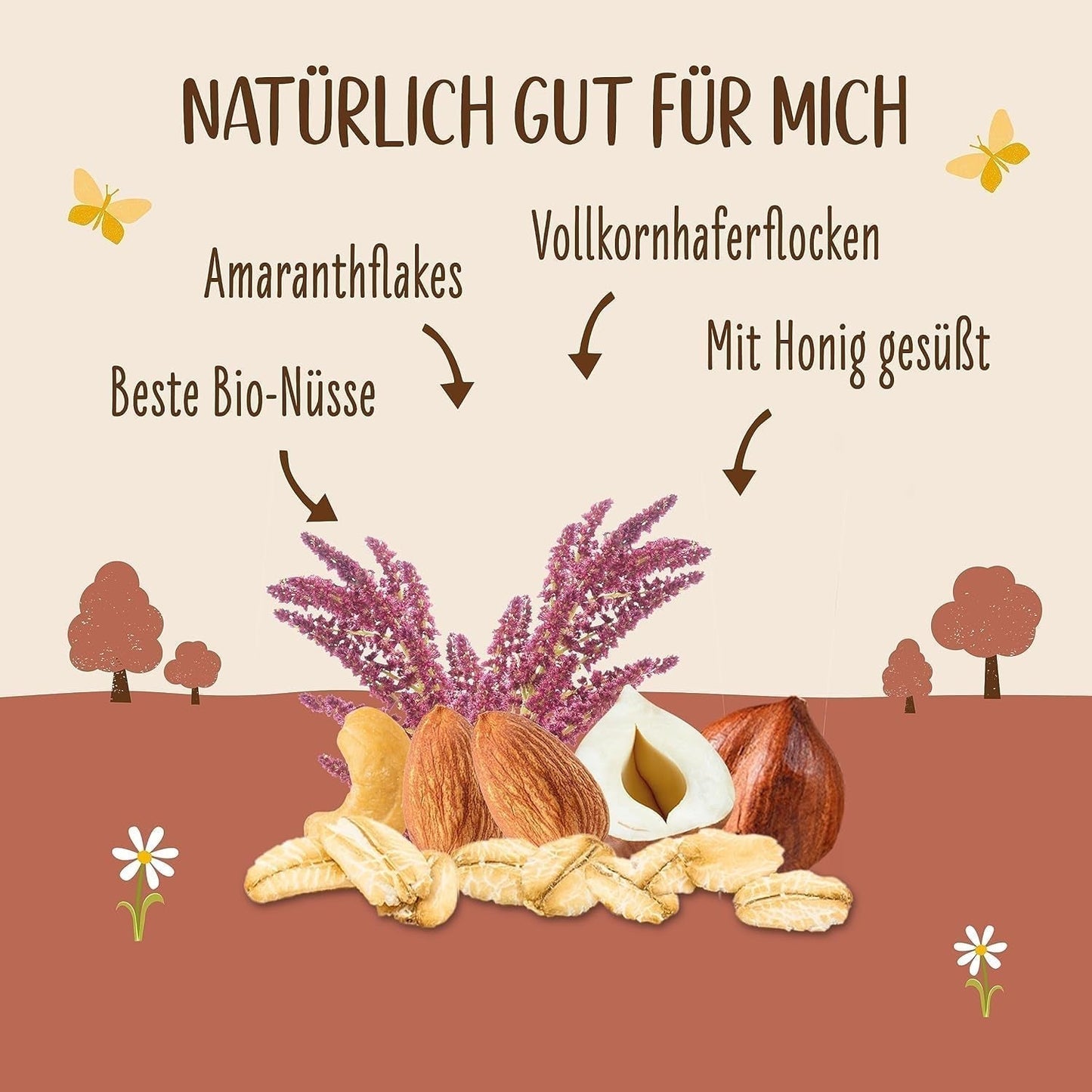 ALLOS Croquant Amarante Nobleuss | Muesli bio Noix Avoine Céréales pour les petites Céréales Naty Shop