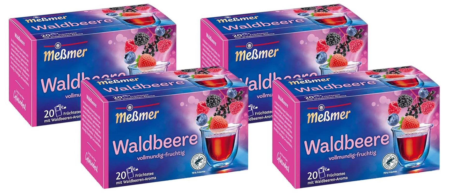 Baies de Messmer | 20 sachets de thé | Végétalien | Sans gluten | Sans lactose (paquet de 4)