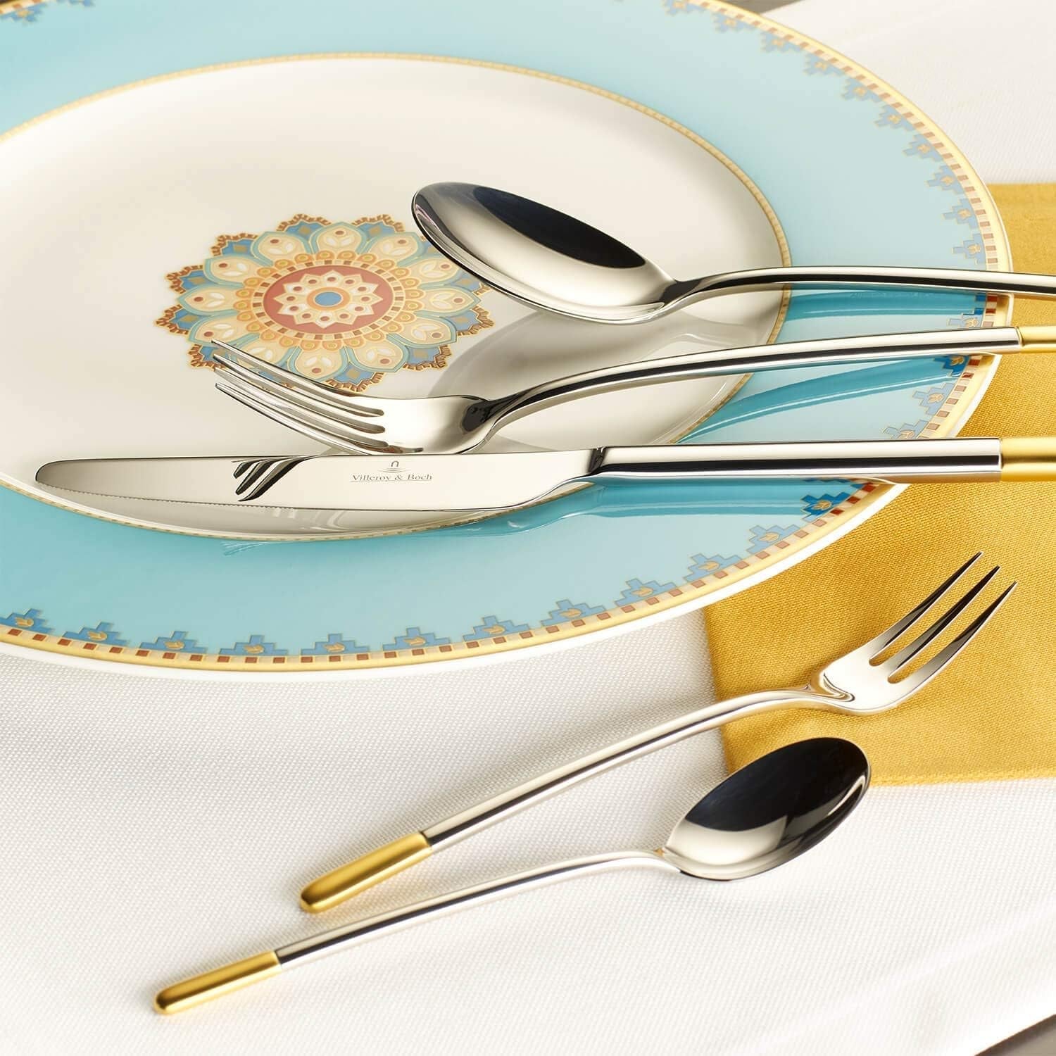 Villeroy & Boch - Couverts Ella partiellement dorés, 30 pièces, 6 personnes, lavables au lave-vaisselle, acier inoxydable Cuisine Naty Shop
