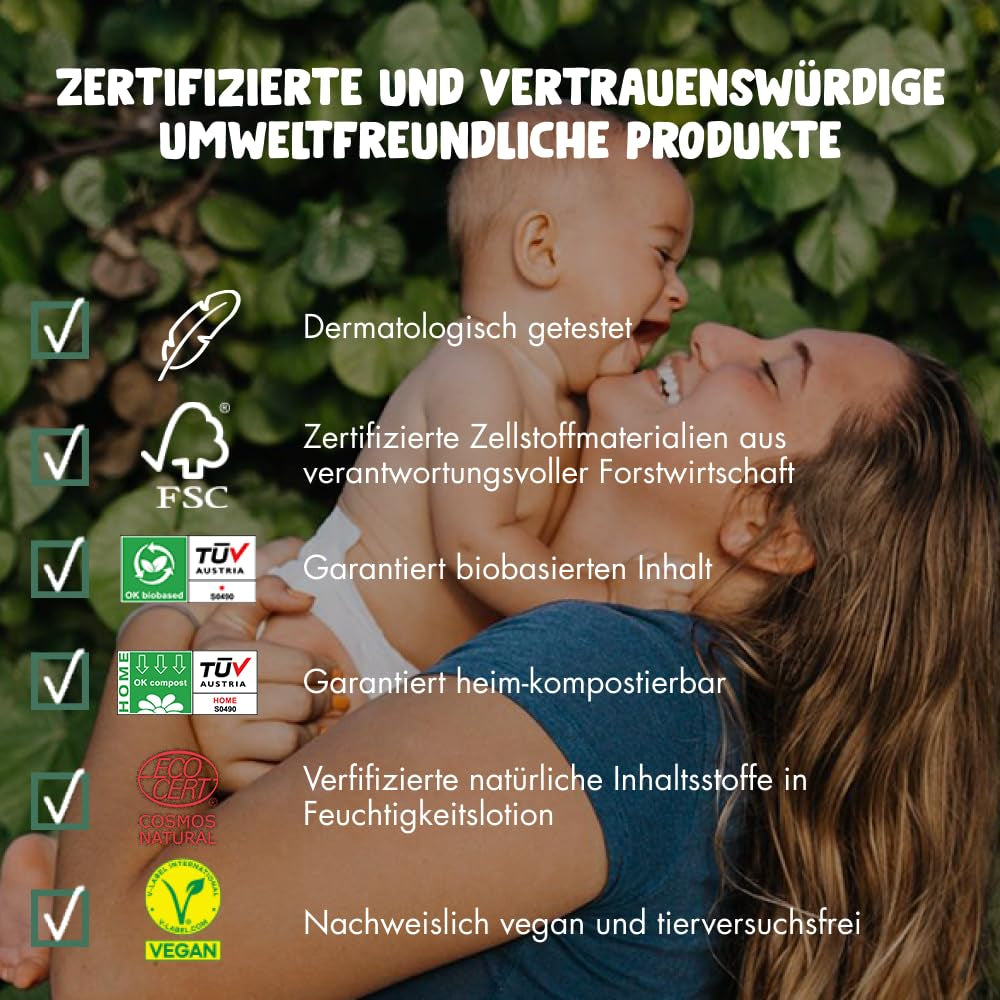 Lingettes Naty pour bébé | 100 % à base de plantes et sans parfum pour les peaux sensibles | Lingettes sans plastique et certifiées compostables avec de l'eau purifiée à 98 % | 672 lingettes (12 paquets)
