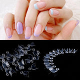 600 pièces ovales courts ongles artificiels 12 tailles demi-couverture acrylique faux ongles conseils ongles artificiels pour manucure femmes salon bricolage (transparent)