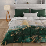PETTI Artigiani Italiani - Couette d'hiver, Couette d'hiver, Couette simple, Double face, Impression monochrome et numérique, microfibre 100% hypoallergénique, Made in Italy Couettes et couettes Naty Shop Marbre émeraude Lit simple