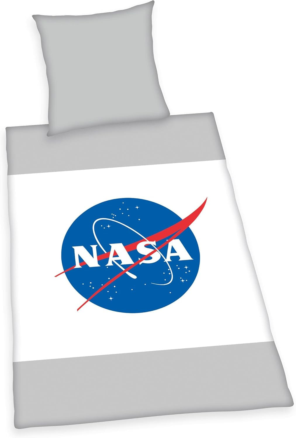 NASA Parure de Lit, Coton/Renforcé, Gris/Blanc Parure de Lit - Enfants Naty Shop Gris/Blanc Taille Autrichienne