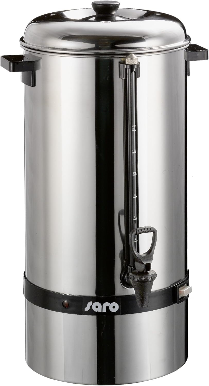 Machine à expresso Saro avec filtre rond - 6,75 L / 40 tasses - acier inoxydable - fonction préparation et maintien au chaud - robinet de sécurité - voyant - 1,5 kW - modèle SAROMICA 6005