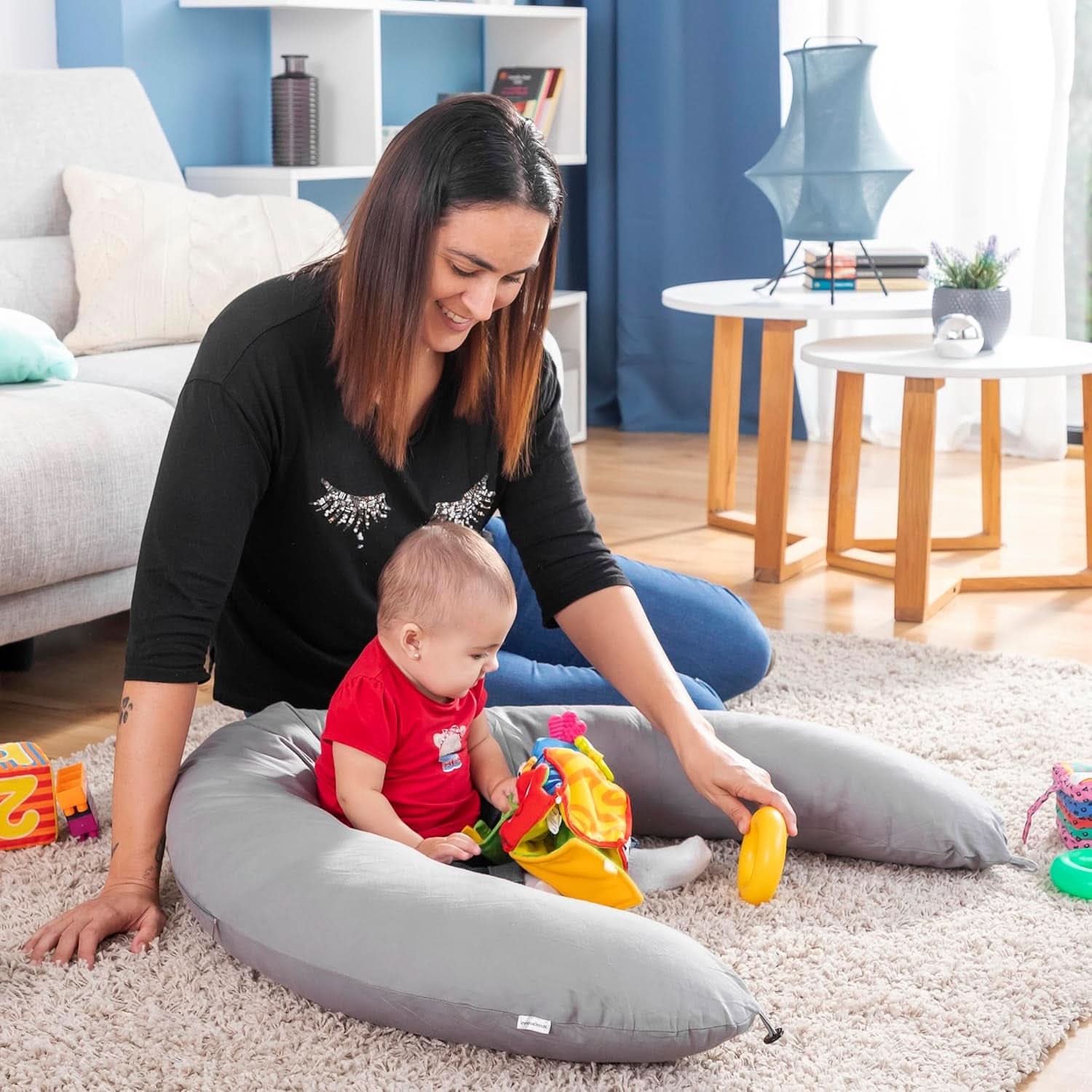 Innovagoods - Coussin d'allaitement multifonctionnel, Design ergonomique pour la détente de la mère et de l'enfant, Ajustable pour différentes positions, Lavable, Coloré, Accessoires en polycoton Alimentation et Allaitement Baby Naty Shop