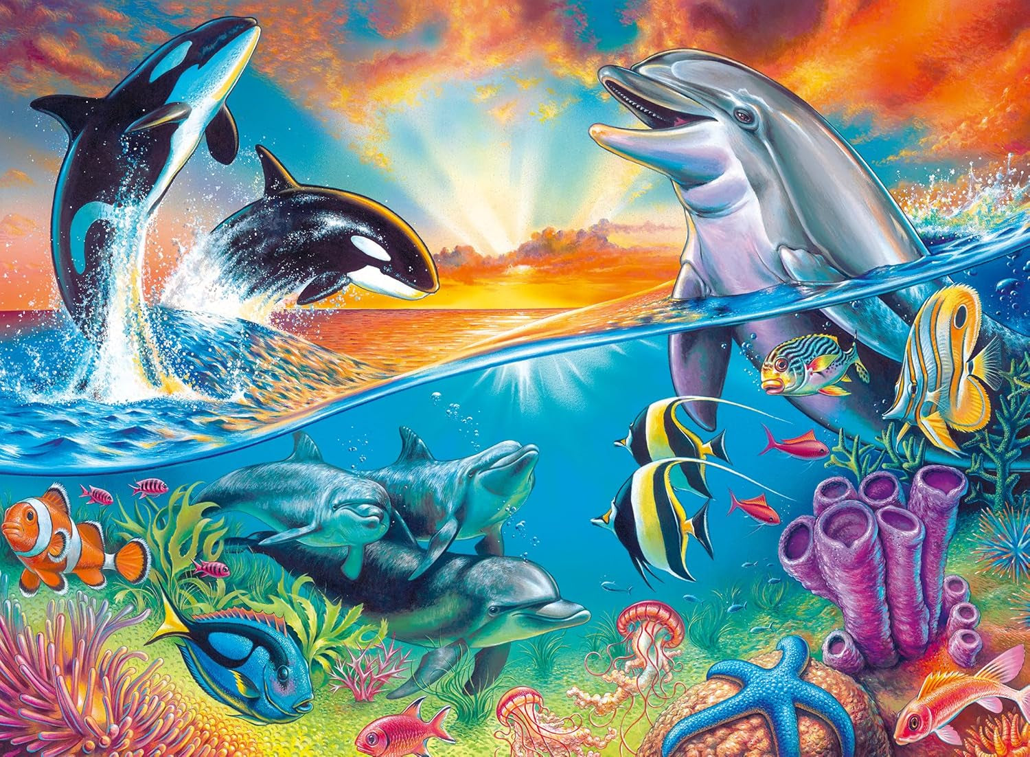 Puzzle enfant Ravensburger - 12900 Habitants de l'océan - Puzzle sous-marin pour enfants de plus de 8 ans de 200 pièces au format XXL Puzzle Naty Shop