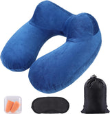 Oreiller cervical gonflable de voyage, oreiller cervical gonflable compact et rapide avec housse de coussin lavable pour les voyages en voiture, avion, train, bureau, famille