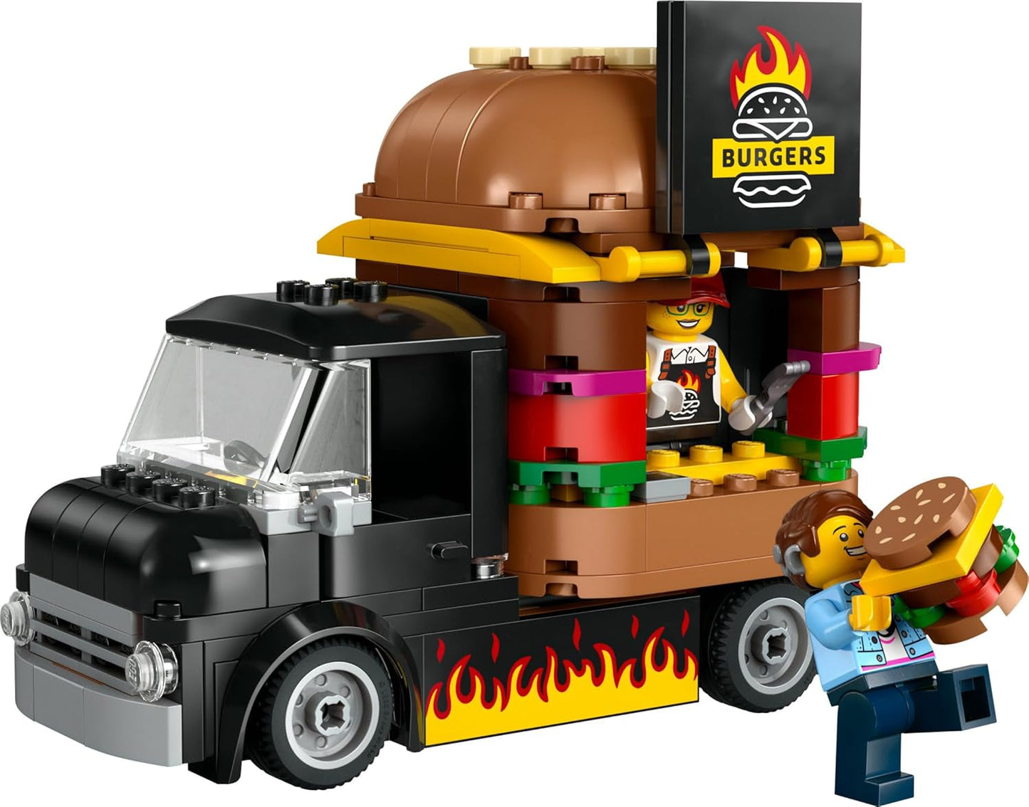 LEGO City Burger Truck - Ensemble de construction avec voiture jouet pour enfants de 5 ans, figurine et accessoires de camion de nourriture, cadeau amusant pour garçons et filles 60404 Jeux de construction Besuche den LEGO-Store