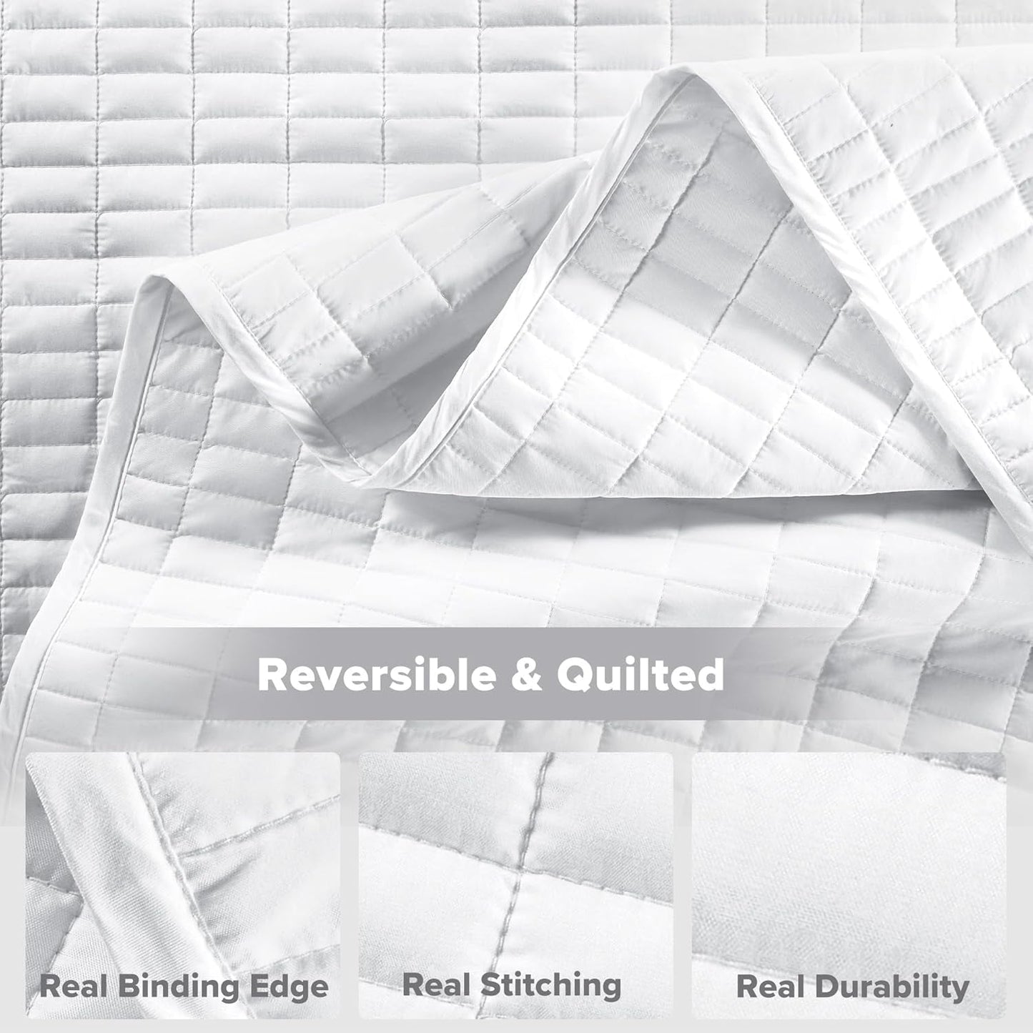 Comfort Spaces Kienna Parure de lit de luxe à double point - Couverture d'été légère et douce toute l'année - Taie d'oreiller assortie - Couverture blanche King Size (264,2 x 228,6 cm) Naty Shop Couettes et couettes