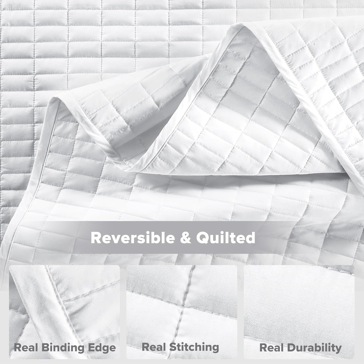 Comfort Spaces Kienna Parure de lit de luxe à double point - Couverture d'été légère et douce toute l'année - Taie d'oreiller assortie - Couverture blanche King Size (264,2 x 228,6 cm) Naty Shop Couettes et couettes