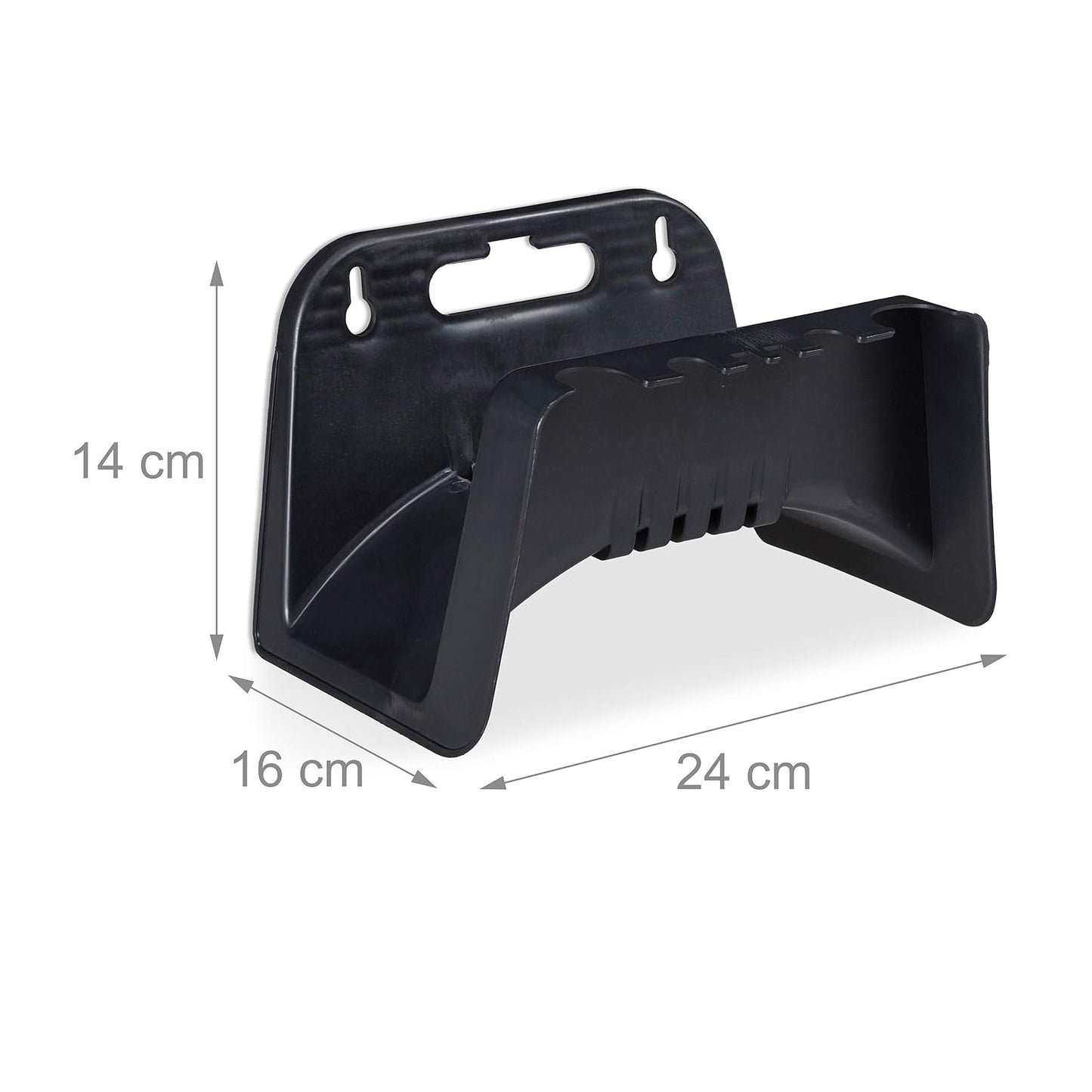 Relaxdays Support Tuyau, Support Tuyau Mural en Plastique, Support Tuyau d'arrosage, Hauteur 14 x 24 x 16 cm, Noir
