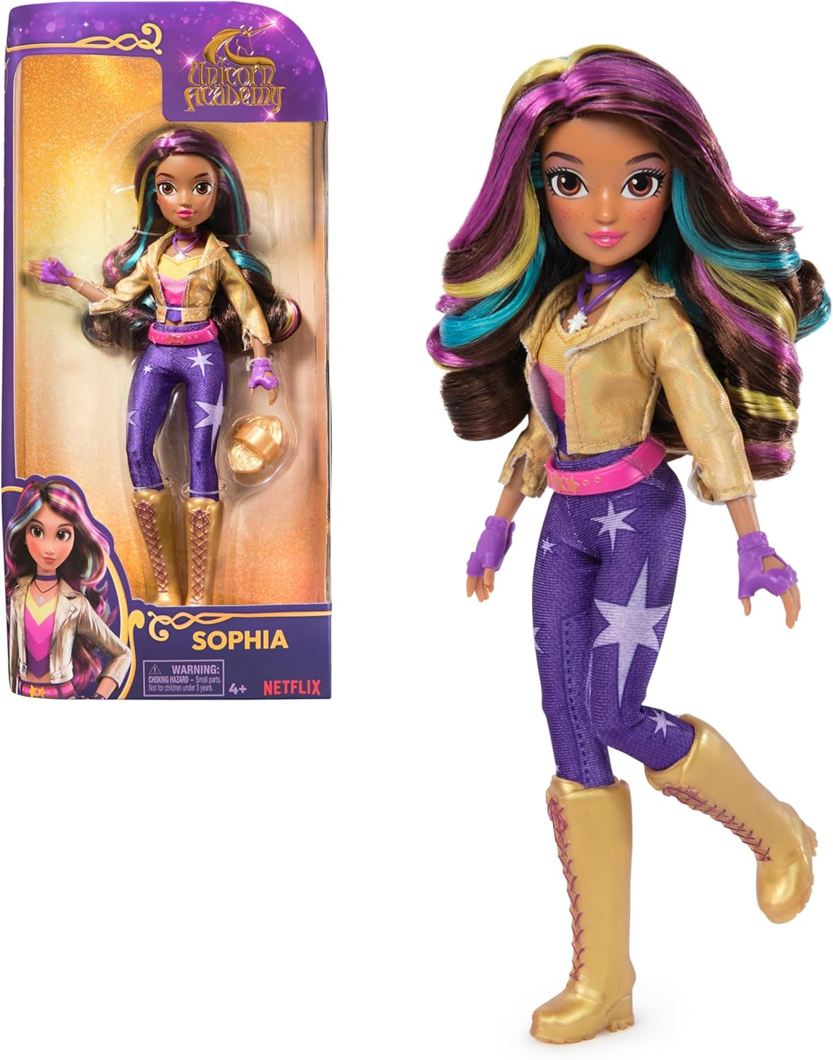 Unicorn Academy Deluxe Masked Ball Sophia - poupée de 24 cm de la populaire série Netflix avec 2 tenues, habillage classique et jeu de rôle, à partir de 4 ans Naty Shop Dolls Habillage de poupée Sophia