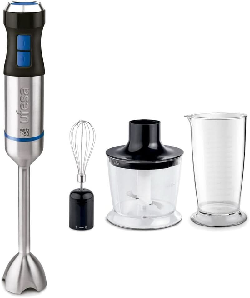 Batteur sur socle Ufesa BP4762 Vario 1450 Max, puissance 1400 W, 20 vitesses de rotation + turbo, lave-linge et 4 lave-vaisselle, design ergonomique et spritzwassergeschütztes, Inkl. Zubehör, Cuisine sans BPA Naty Shop