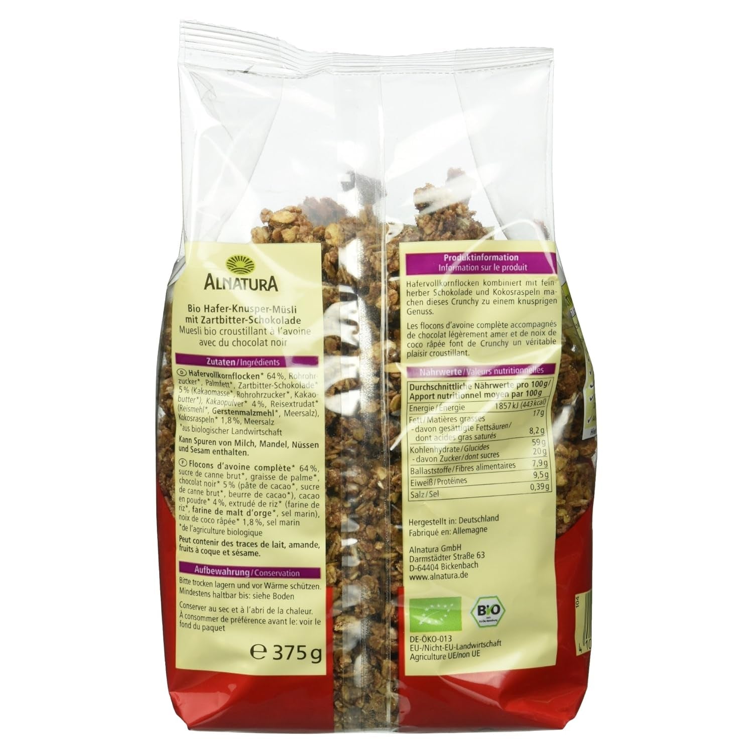 Galettes d'avoine croustillantes au chocolat bio, 375g