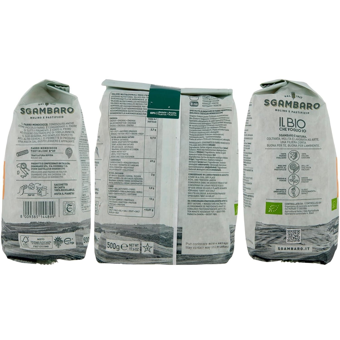 Pâtes Tortiglioni Bio N°89 - 500g Pâtes de blé allégées – Faible teneur en matières grasses – Source de fibres et de protéines