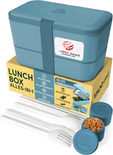 Umami Boîte à déjeuner pour adultes, boîte à bento empilable étanche avec 4 couverts et compartiments, boîte à déjeuner adulte, récipient à salade à emporter, boîte à déjeuner pique-nique/bureau, gris anthracite, 1500 ml