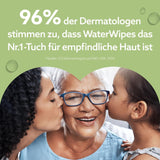 WaterWipes Sensitive+ Lingettes humides pour bébés et tout-petits, 720 unités (paquet de 12), nettoyage 3 en 1, entretien, protection, 99,9 % d'eau, nettoyage texturé, sans parfum