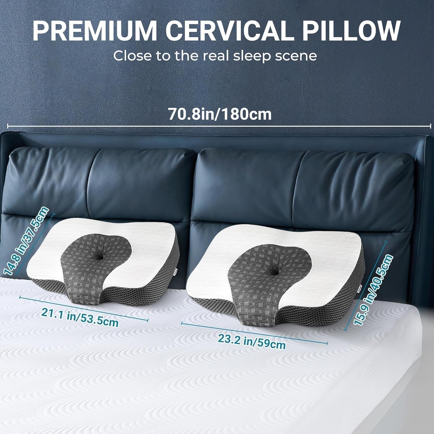 Elviros Oreiller orthopédique en mousse à mémoire de forme Oreiller pour douleurs cervicales Oreiller de couchage Oreiller cervical ergonomique Oreiller de soutien du cou Oreiller anti-ronflement pour dormeurs latéraux Dormeurs sur le ventre Oreillers orthopédiques cervicaux blancs Naty Shop