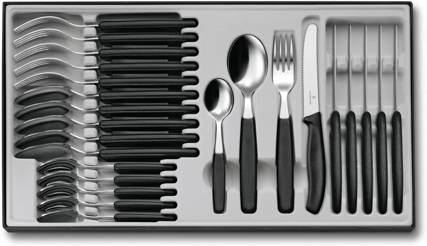 Victorinox Swiss Classic, Couverts Professionnels, 24 Pièces, Lame Extra Tranchante, Bord Dentelé, Acier Inoxydable Naty Shop