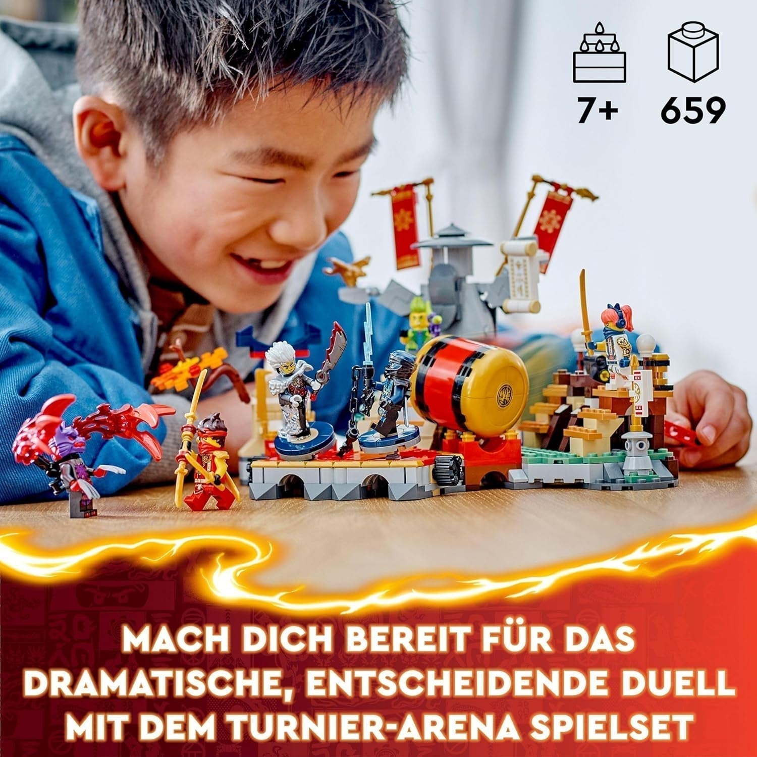 LEGO NINJAGO Tournoi Arène Aventure Jouet pour Enfants Ninja Playset avec 6 Figurines Collection Ensemble de Construction Cadeau d'Anniversaire pour Garçons et Filles de 7 Ans 71818 Jeux de Construction Besuche den LEGO-Store