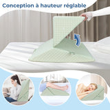 INFANZIA Oreiller compensé pour lit, oreiller d'angle, oreiller triangulaire, pliable, mousse à mémoire de forme, apnée du sommeil, reflux acide, élévation des jambes, lecture, vert