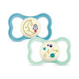MAM Air Lot de 2 Sucettes en Silicone Extra Légères et Aérées Sucette pour Bébé Respectueuse des Dents en Silicone Spécial MAM SkinSoft avec Boîte à Sucette 6-16 Mois Ours/Rhinocéros