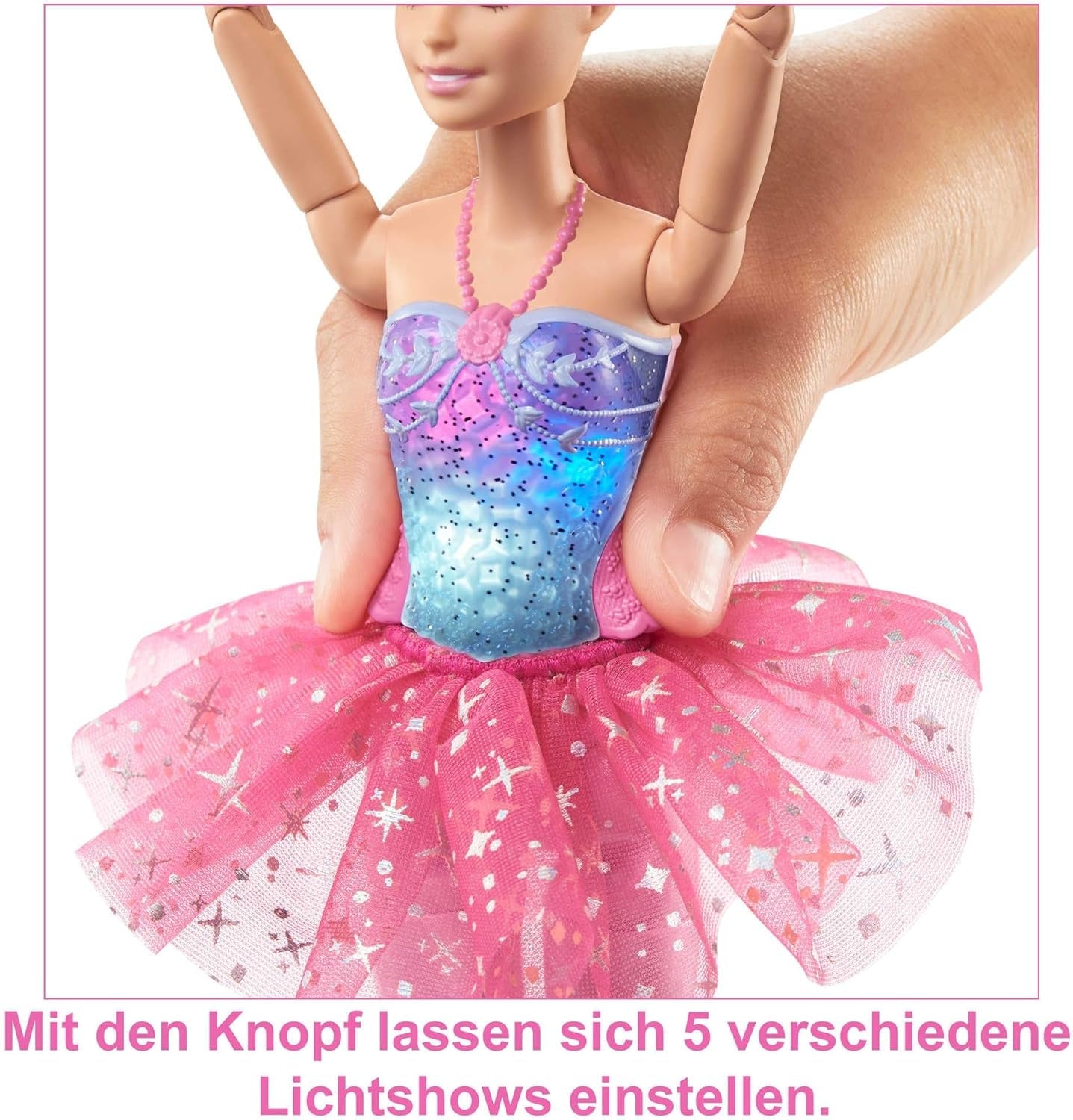 Barbie Dreamtopia Poupée Ballerine Magique avec Lumières, Tutu Rose et Cheveux Blonds, 5 Effets Lumineux et Sonores, Barbie Positionnable, 3 Ans et Plus, HLC25