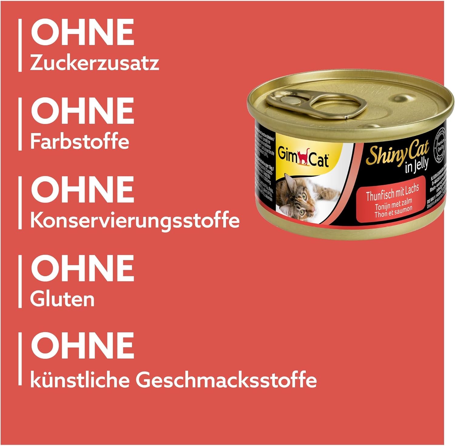 GimCat ShinyCat in Jelly Thunfisch mit Lachs - Nassfutter mit Fisch und Taurin for Katzen - 24 Dosen (24 x 70 g)