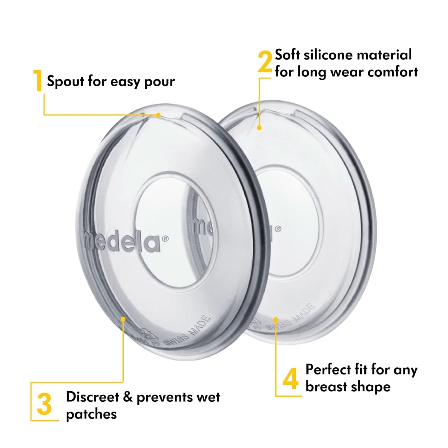 Coquilles Medela Milk Collection - BPA-, En silicone souple et flexible, Comprend 2 pcs Accessoires Alimentation et Allaitement Bebe Naty Shop