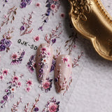 JMEOWIO 3D Nagelsticker Blumen Nail Art Sticker Selbstklebend Nagelaufkleber 5D Stereoskopisch Frühling Sommer Dekoration Nageldesign Zubehör 4 Blatt