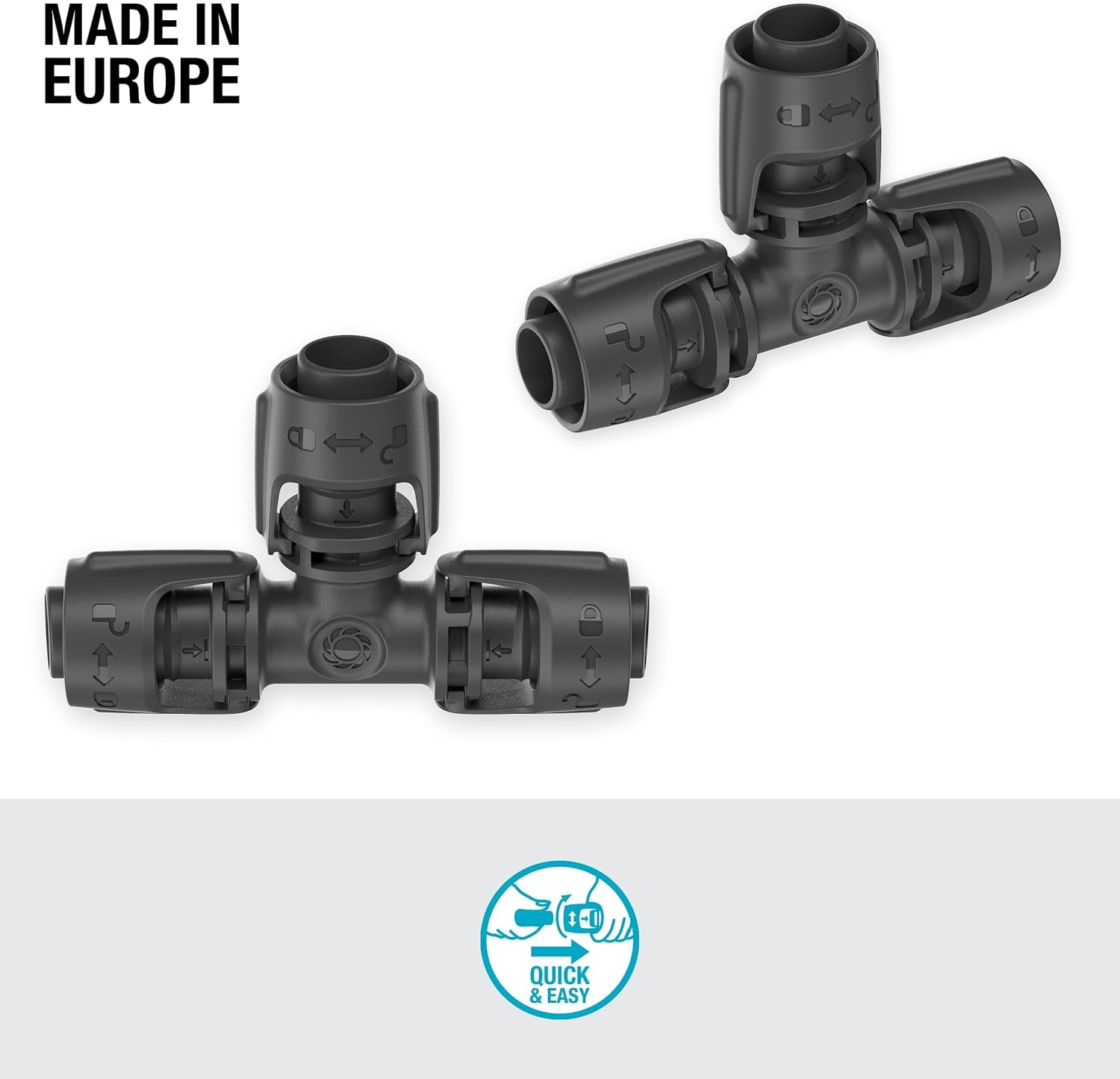 Gardena Système d'irrigation micro-goutte en T 13 mm (1/2") : connecteur pour tuyaux d'alimentation de 13 mm, branche en T, irrigation automatique, réutilisable (13201-20)