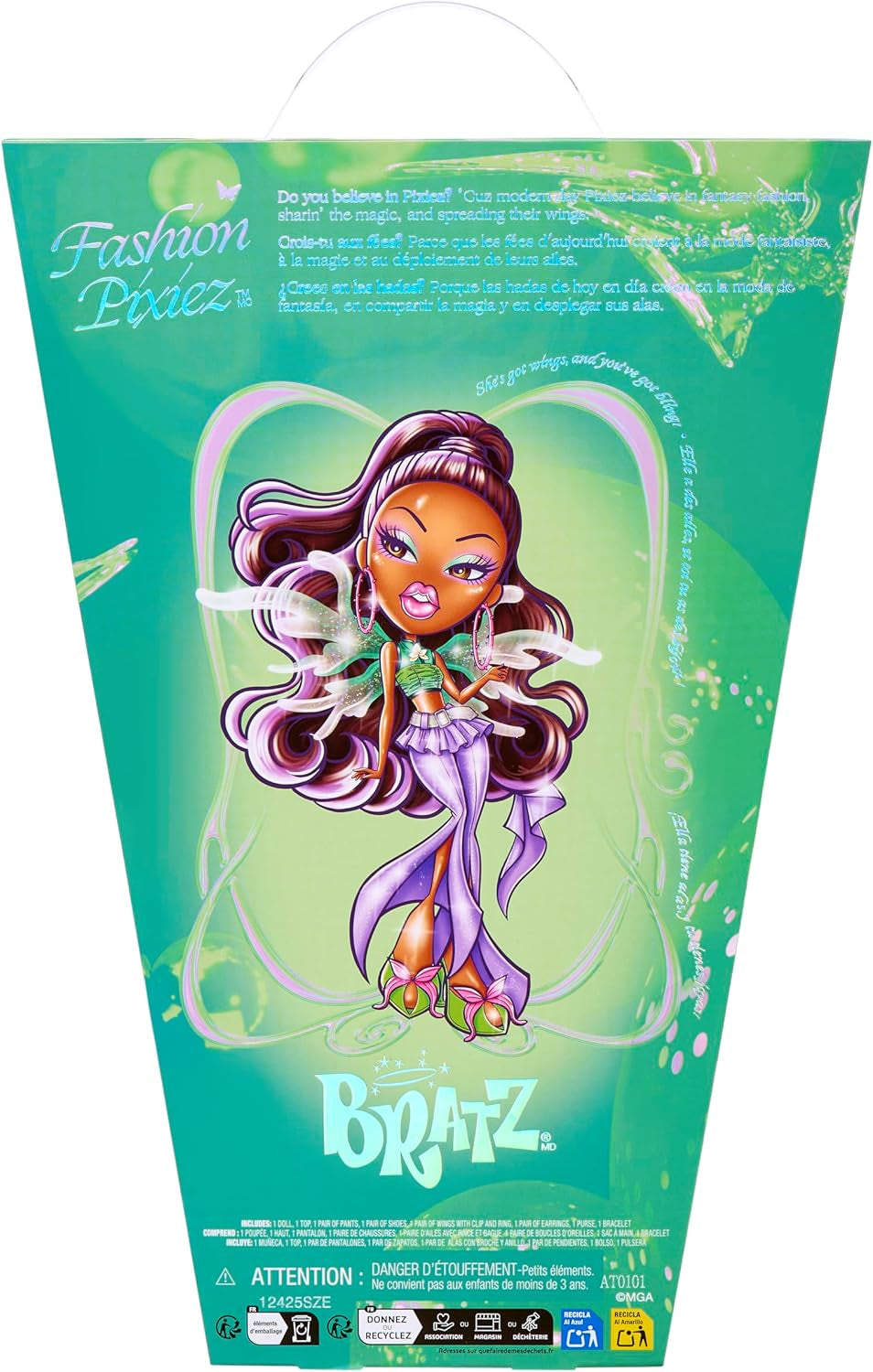 Bratz Fashion Pixiez Sasha Doll - Fantastique poupée de collection avec de la vraie mode et des accessoires, des ailes qui se transforment en bague